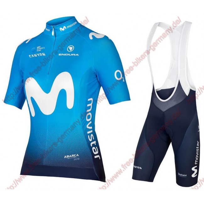 Radsport MOVISTAR TEAM 2018 Damen Radbekleidung Satz Trikot Kurzarm+Trägerh Radtrikot Kaufen
