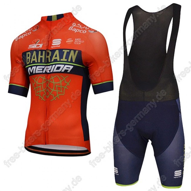 Profiteam 2018 BAHRAIN MERIDA Pro Radbekleidung Satz Trikot Kurzarm+Trägerho Radtrikot Kaufen