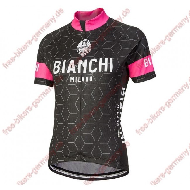 Profiteam 2018 Bianchi Milano Nevola schwarz pink Damen Trikot Kurzarm 31764QF Radtrikot Kaufen