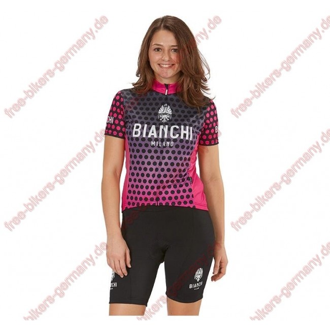 Profiteam 2018 Bianchi Milano Gravina pink Damen Fahrradbekleidung Trikot Kurzarm+Radhose Radtrikot Kaufen