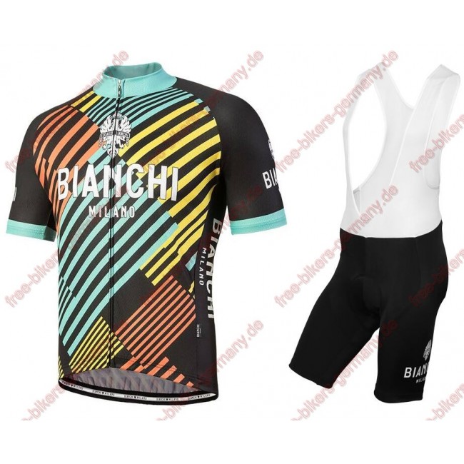 Profiteam 2018 Bianchi Milano Soara Radbekleidung Satz Trikot Kurzarm+Trägerhosen Sets Radtrikot Kaufen