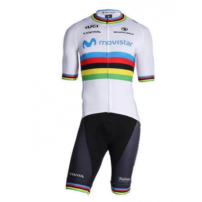 Fahrradbekleidung Radsport 2020 MOVISTAR TEAM World Champion Radbekleidung Satz Trikot Kurzarm+Trägerhosen Set Outl Radtrikot Kaufen