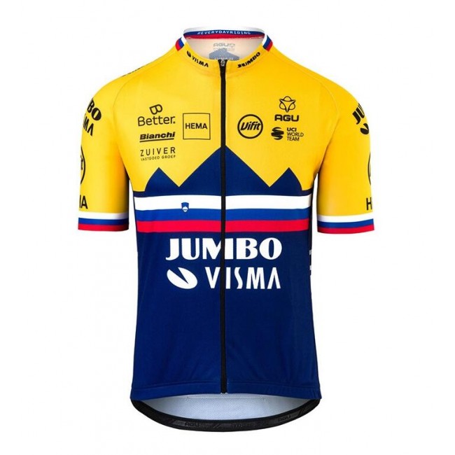 Fahrradbekleidung Radsport 2020 TEAM JUMBO VISMA SLOVENIAN CHAMPION Tenue Cyclisme Trikot Kurzarm Outl Radtrikot Kaufen