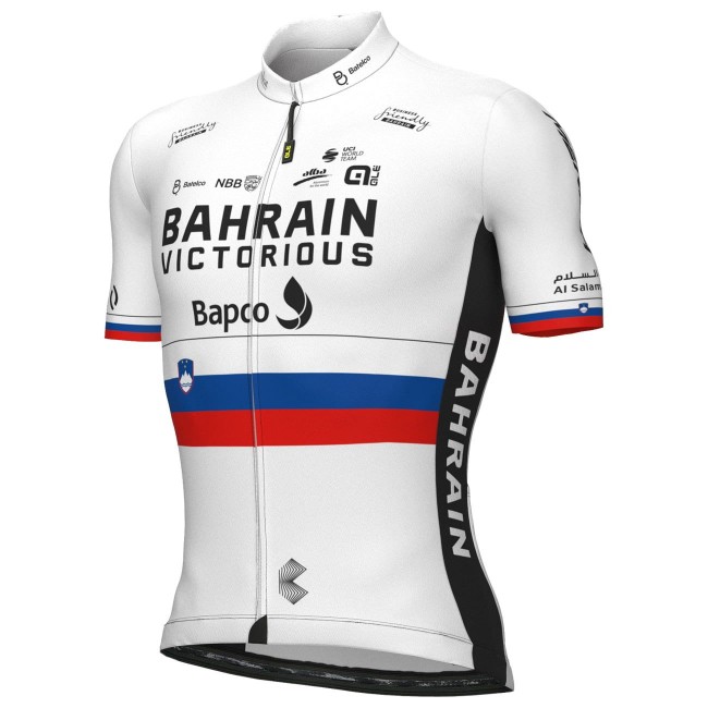 Bahrain Victorious slowenischer Meister 2022 Radtrikot kurzarm (langer RV)-ALE Radsport-Profi-Team