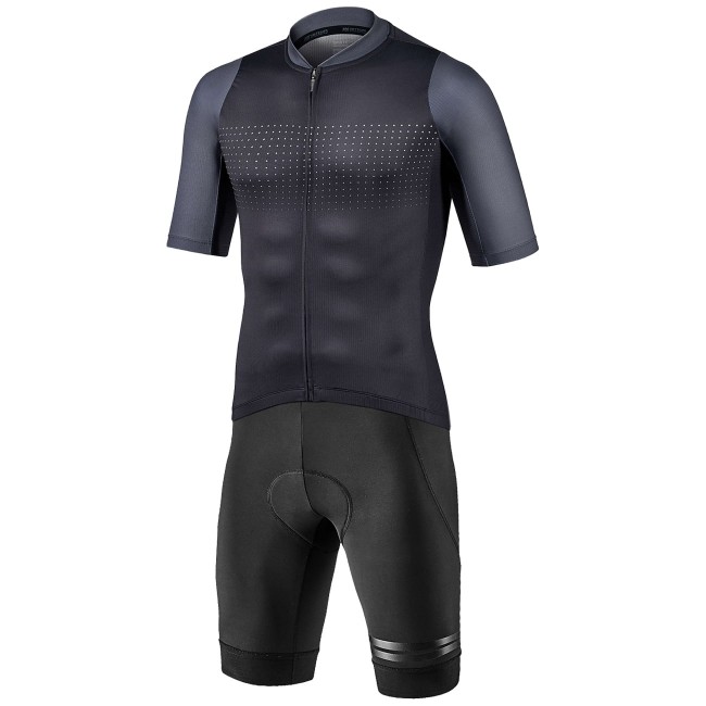 PODIUM Radsport-Set (Radtrikot kurzarm+Trägerhose kurz) schwarz/grau