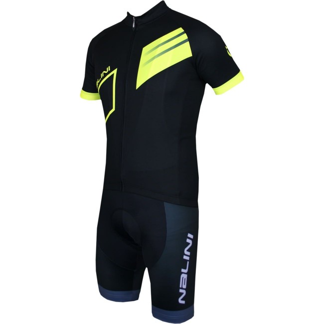 Radsport-Set (Radtrikot Blade Jersey+Trägerhose Fireball) schwarz/neongelb