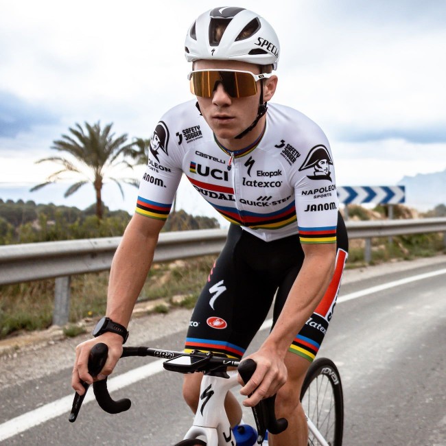 Soudal Quick-Step Straßenrad Weltmeister Regenbogentrikot 2023 Competizione Radtrikot kurzarm-Radsport-Profi-Team Soudal Quick-Step Straßenrad Weltmeister Regenbogentrikot 2023 Competizione Radtrikot kurzarm-Radsport-Profi-Team