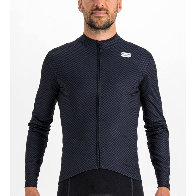 Checkmate Thermal Radtrikot langarm schwarz/blau