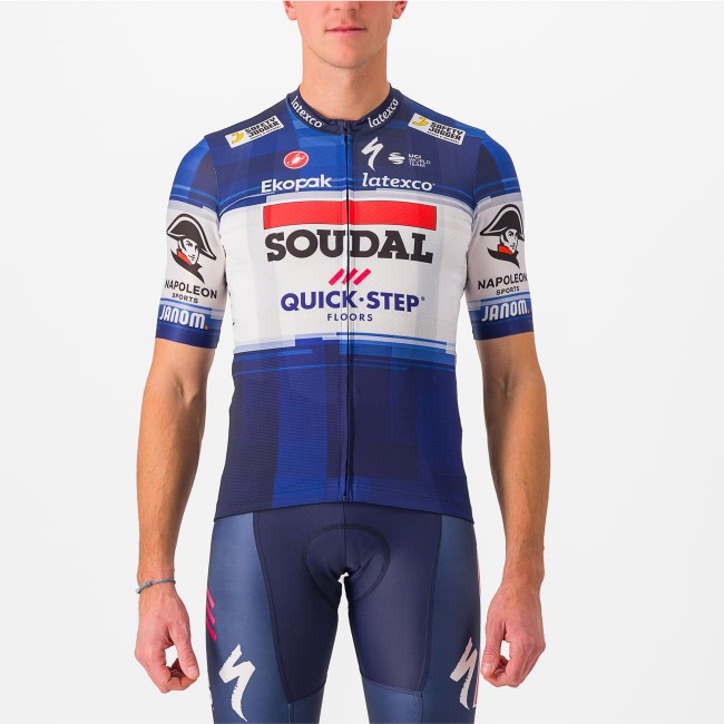 Soudal Quick-Step 2023 Set(Competizione Radtrikot+Competizione Trägerhose)-Radsport-Profi-Team Radtrikot Kaufen