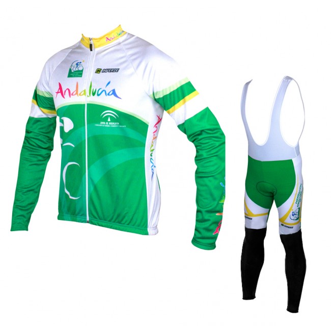 2015 Andalucia Fahrradbekleidung Radtrikot Satz Langarm und Lange Trägerhose Radtrikot Kaufen