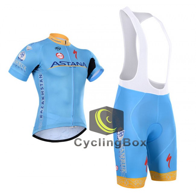 2015 Astana Fahrradbekleidung Satz Fahrradtrikot Kurzarm Trikot und Kurz Trägerhose Radtrikot Kaufen