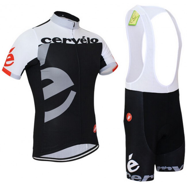 2015 Cervelo Radtrikot Kurzarm grau schwarz und Kurz Trägerhose Radtrikot Kaufen