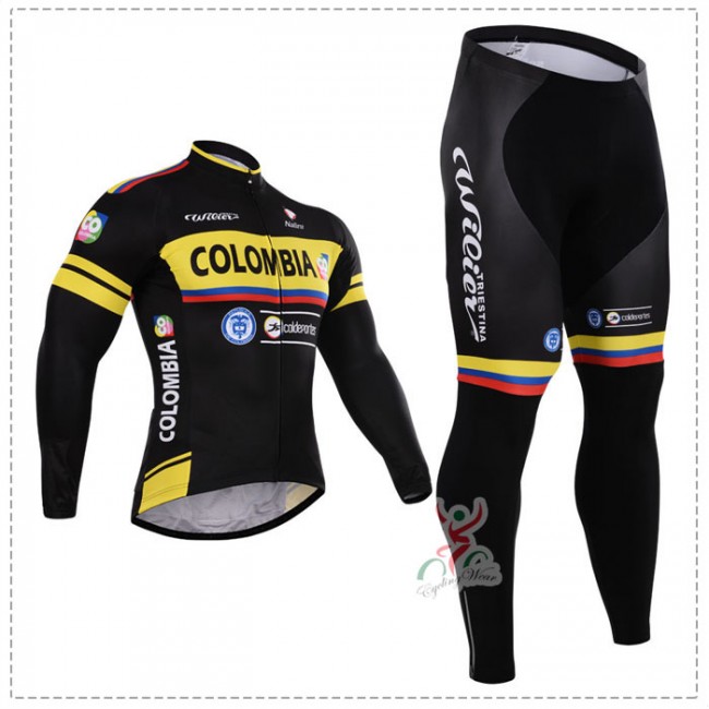 2015 Colombia Fahrradbekleidung Radtrikot Satz Langarm und Lange Fahrradhose Radtrikot Kaufen