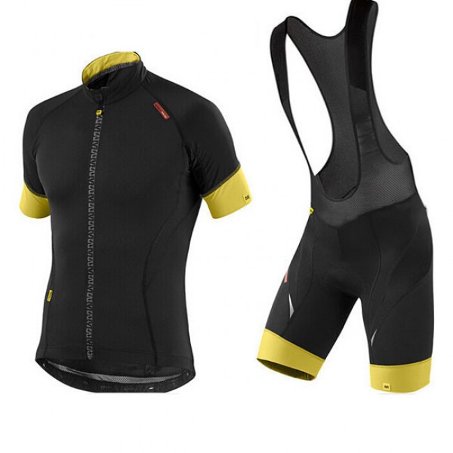 2015 MAVIC Fahrradbekleidung Satz Fahrradtrikot Kurzarm Trikot und Kurz Trägerhose schwarz gelb Radtrikot Kaufen