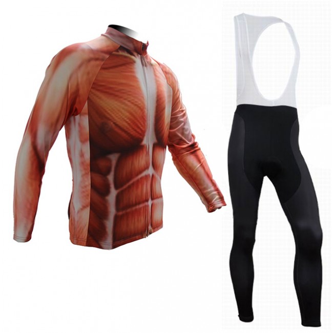2015 Muscle Fahrradbekleidung Radtrikot Satz Langarm und Lange Trägerhose Radtrikot Kaufen