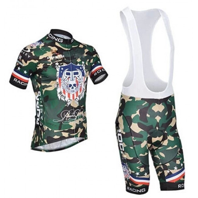 2015 Rock Racing Fahrradbekleidung Satz Fahrradtrikot Kurzarm Trikot und Kurz Trägerhose Camouflage Radtrikot Kaufen