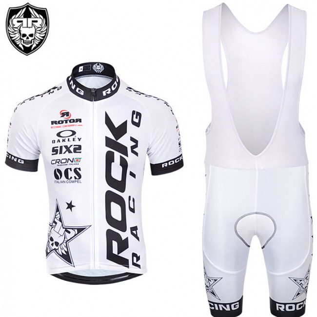 2015 Rock Racing Weiß Fahrradbekleidung Satz Fahrradtrikot Kurzarm Trikot und Kurz Trägerhose Radtrikot Kaufen