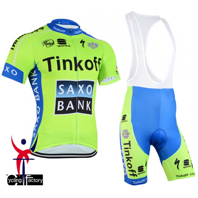 2015 Saxo Bank Tinkoff Fahrradbekleidung Satz Fahrradtrikot Kurzarm Trikot und Kurz Trägerhose Fluorescence Radtrikot Kaufen