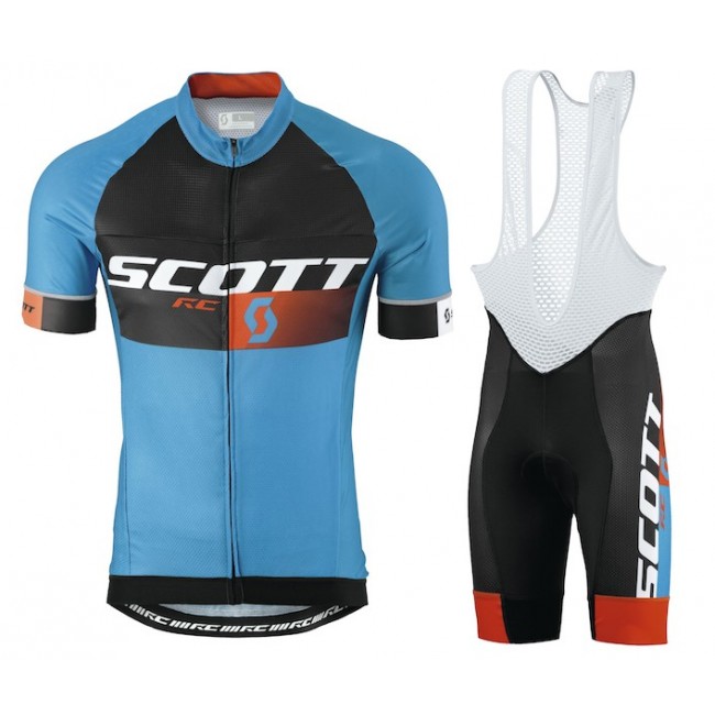 2015 Scott RC Pro Schwarz-Blau Fahrradbekleidung Satz Fahrradtrikot Kurzarm Trikot und Kurz Trägerhose Radtrikot Kaufen