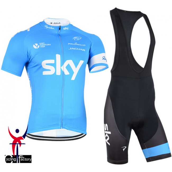 2015 Sky Radtrikot Kurzarm Blau und Kurz Trägerhose Radtrikot Kaufen
