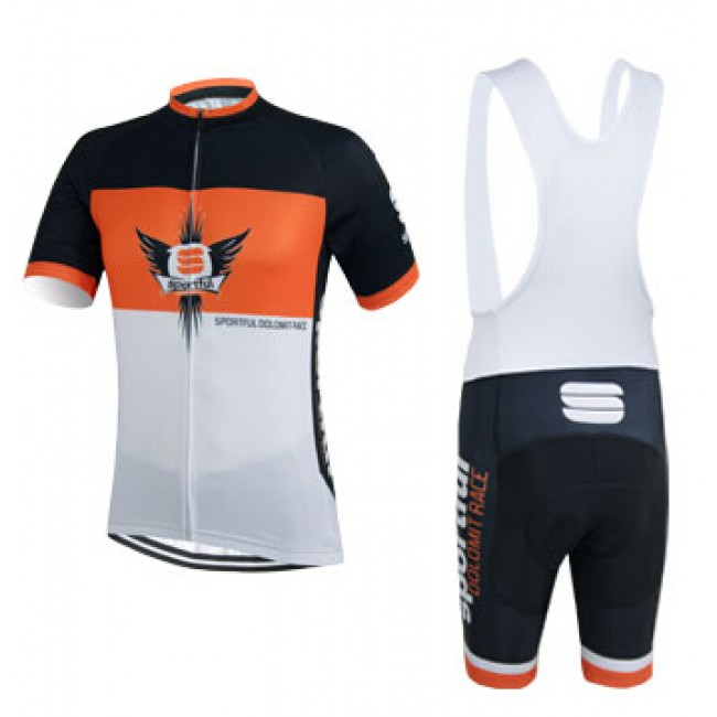 2015 Sportful Weiß Schwarz orange Fahrradbekleidung Satz Fahrradtrikot Kurzarm Trikot und Kurz Trägerhose Radtrikot Kaufen