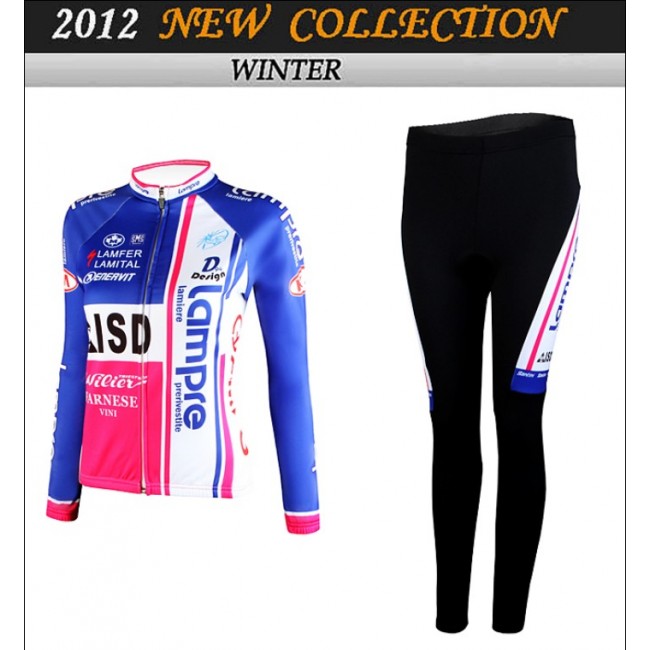 2012 Damen Lampre Cycling Fahrradbekleidung Radtrikot Satz Langarm und Lange Fahrradhose Radtrikot Kaufen