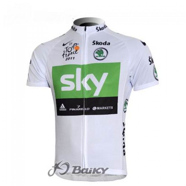 SKY Pro Team Radtrikot Kurzarm Weiß Grün Radtrikot Kaufen