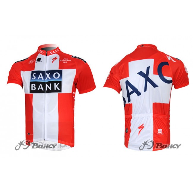 2012 Saxo Bank Pro Team Dnischer Champion Radtrikot Kurzarm Rot Weiß Radtrikot Kaufen