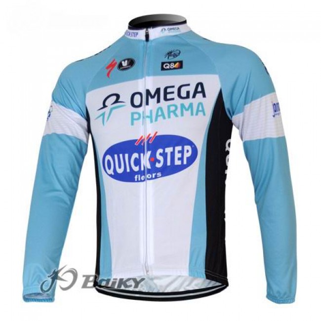 Omega Pharma Quick Step Pro Team Fahrradtrikot Langarm Blau Weiß Radtrikot Kaufen