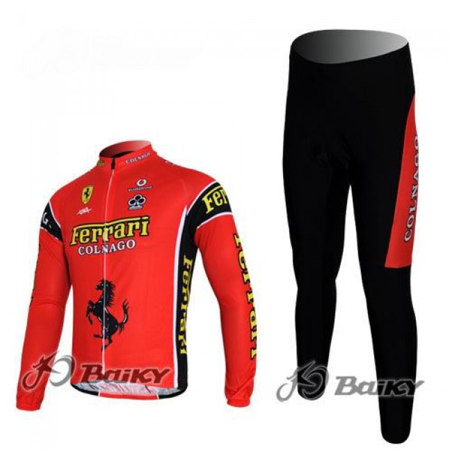 Ferrari Colnago Pro Team Radbekleidung Satz Fahrradtrikot Langarm und Lang Radhose Rot Radtrikot Kaufen