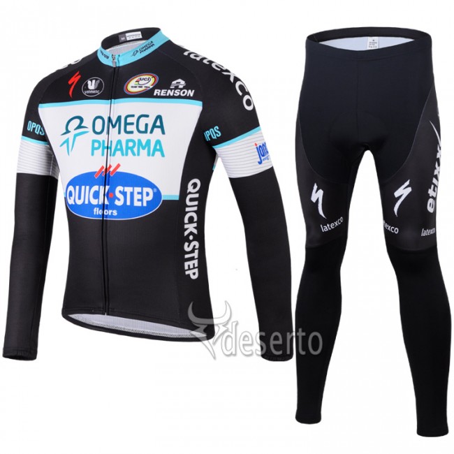 2014 Omega Pharma Quick Step Radbekleidung Satz Fahrradtrikot Langarm und Lang Radhose Radtrikot Kaufen