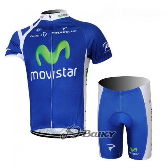 Movistar Radbekleidung Radtrikot Kurzarm und Fahrradhosen Kurz Blau Radtrikot Kaufen