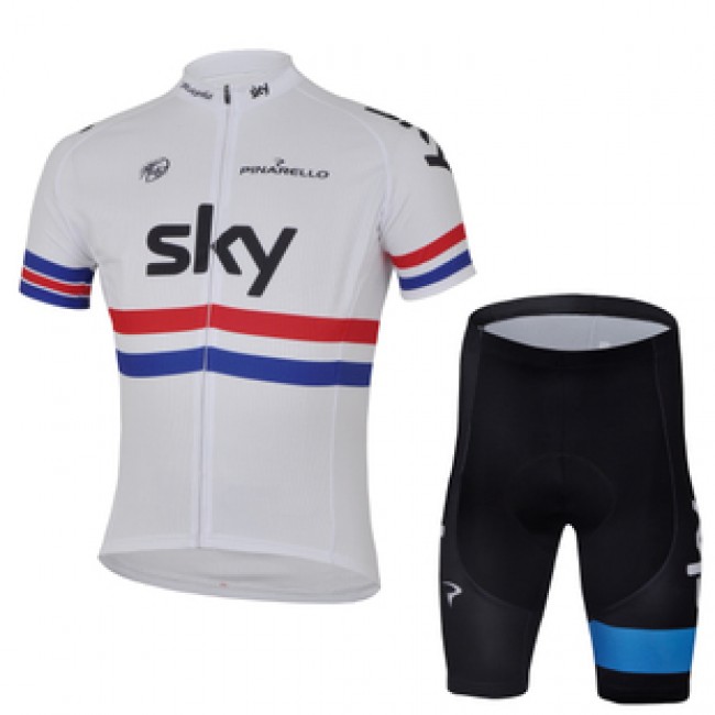 2013 Team Sky Radtrikot Kurzarm und Kurz Radhose Kits Weiß Blau Schwarz Radtrikot Kaufen
