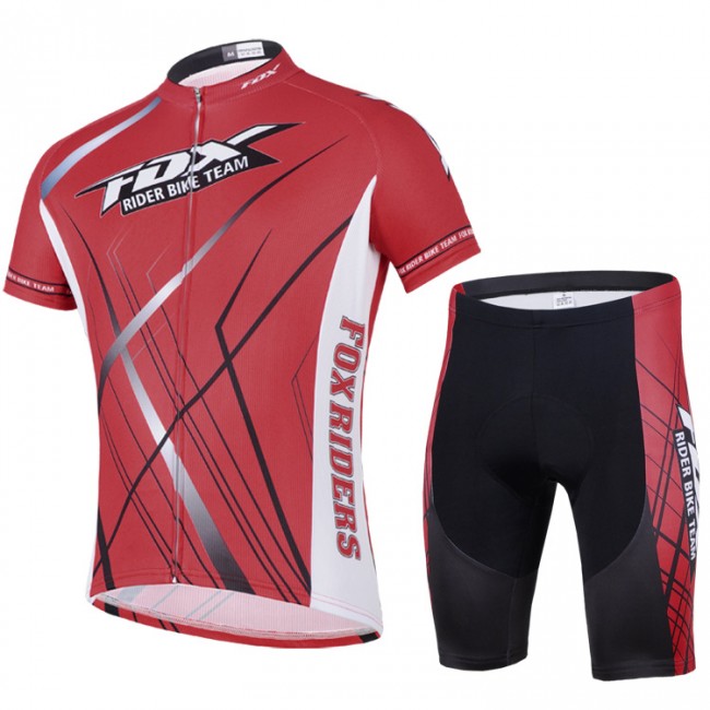 2014 Fox Bike Team Radbekleidung Radtrikot Kurzarm und Fahrradhosen Kurz Rot Radtrikot Kaufen