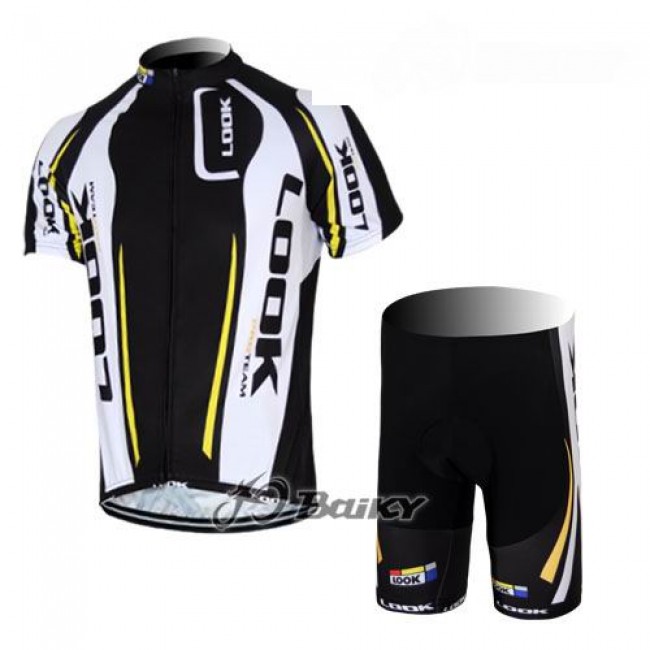 2012 Look CycleRadbekleidung Radtrikot Kurzarm und Fahrradhosen Kurz Weiß Schwarz Radtrikot Kaufen