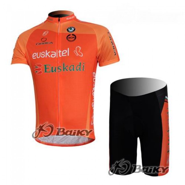 Euskaltel-Euskadi Pro Team Radtrikot Kurzarm Kurz Radhose Kits Orange Radtrikot Kaufen