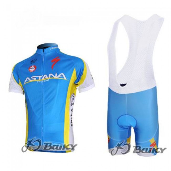 Astana Pro Team Radtrikot Kurzarm Kurz Trägerhose Kits Blau Radtrikot Kaufen