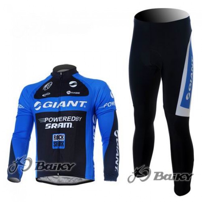 Giant Sram Pro Team Fahrradbekleidung Radtrikot Satz Langarm und Lange Fahrradhose Schwarz Blau Radtrikot Kaufen