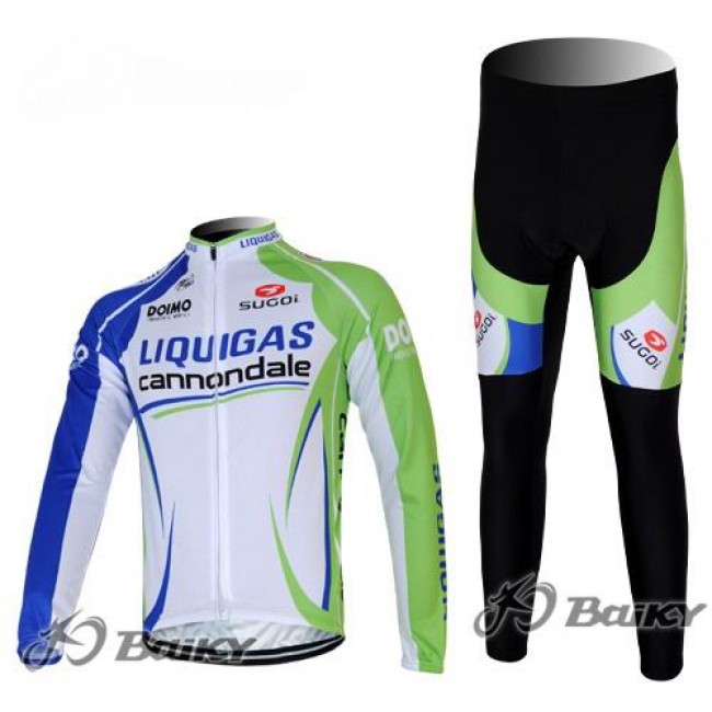 Liquigas Cannondale Pro Team Fahrradbekleidung Radtrikot Satz Langarm und Lange Fahrradhose Grün Weiß Radtrikot Kaufen