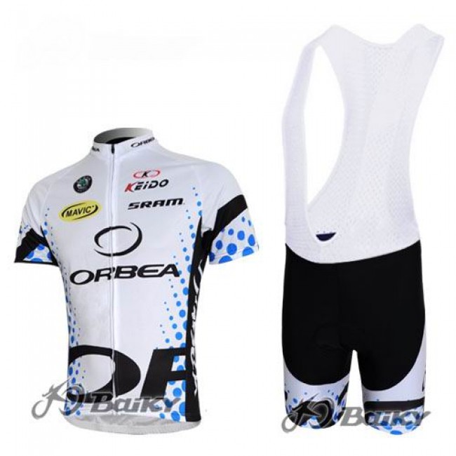 Orbea Pro Team Fahrradbekleidung Satz Fahrradtrikot Kurzarm Trikot und Kurz Trägerhose Weiß Radtrikot Kaufen