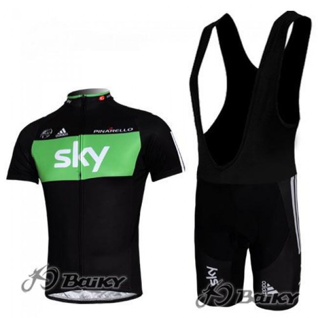 SKY Pro Team Fahrradbekleidung Satz Fahrradtrikot Kurzarm Trikot und Kurz Trägerhose Schwarz Grün Radtrikot Kaufen