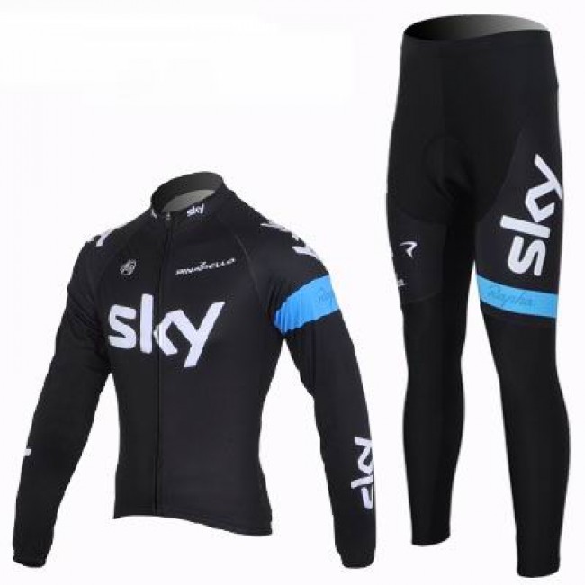 2013 Team Sky Fahrradbekleidung Radtrikot Satz Langarm und Lange Fahrradhose Schwarz Blau Radtrikot Kaufen