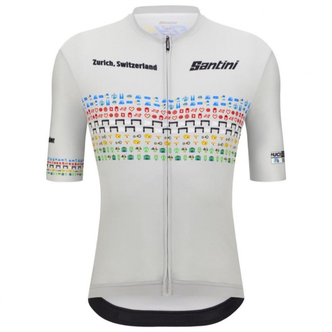 Herren Zurich 2024 Santini UCI Masters Weltmeister trikot-Grau Radtrikot Kaufen