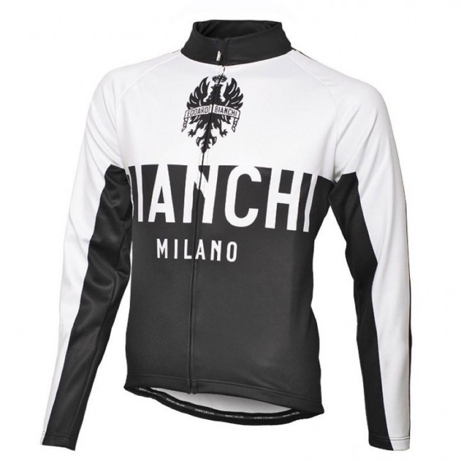 2016 Bianchi Milano Nalon Weiß-Schwarz Radtrikot Langarm Radtrikot Kaufen