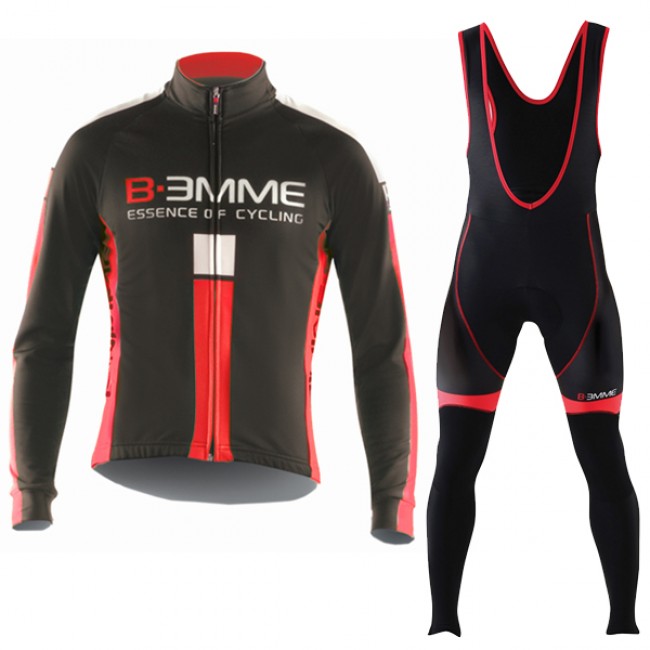 2016 Biemme schwarz rot Fahrradbekleidung Langarm Radtrikot und Trägerhosen Set Radtrikot Kaufen