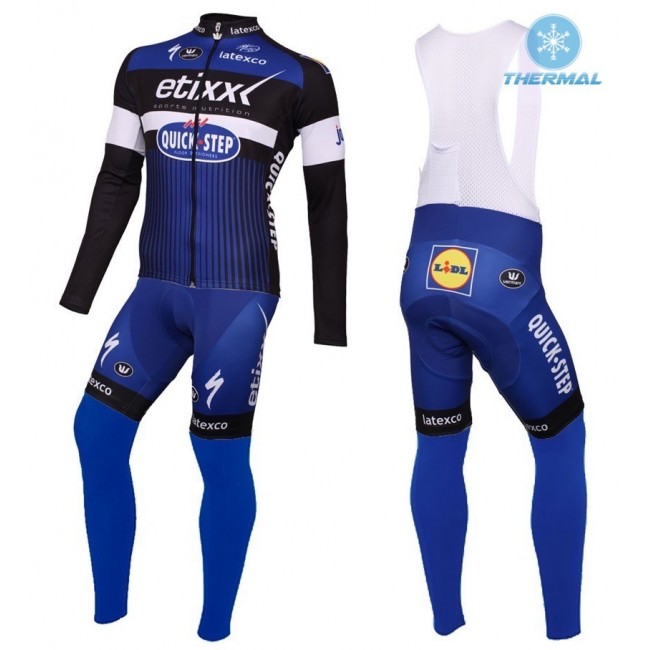 2016 Etixx-Quick Step Blau thermisch Fahrradbekleidung Satz Radtrikot Langarm+Lang Trägerhose Radtrikot Kaufen