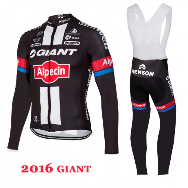 2016 Giant Fahrradbekleidung Radtrikot Satz Langarm und Lange Trägerhose Radtrikot Kaufen