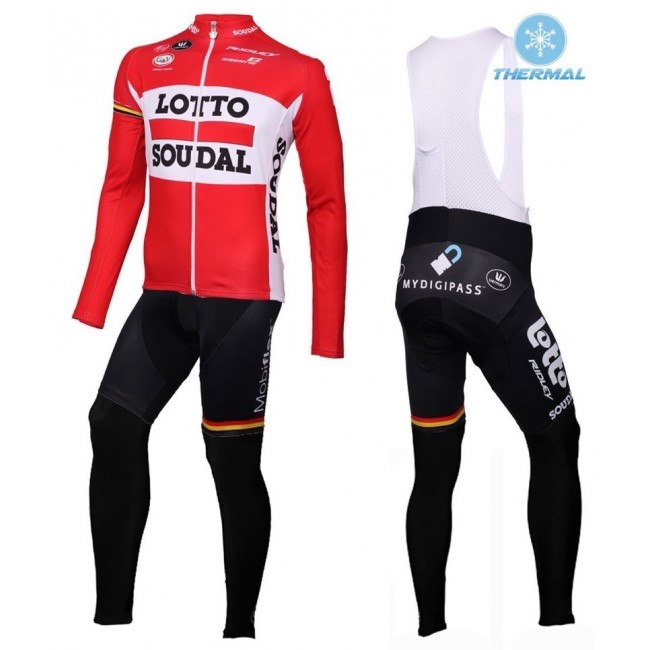 2016 Lotto Soudal Rot thermisch Fahrradbekleidung Satz Radtrikot Langarm+Lang Trägerhose Radtrikot Kaufen