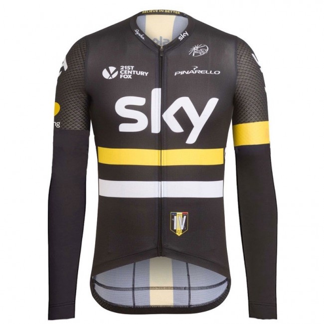 2016 Team Sky IV Schwarz-Gelb Radtrikot Langarm Radtrikot Kaufen