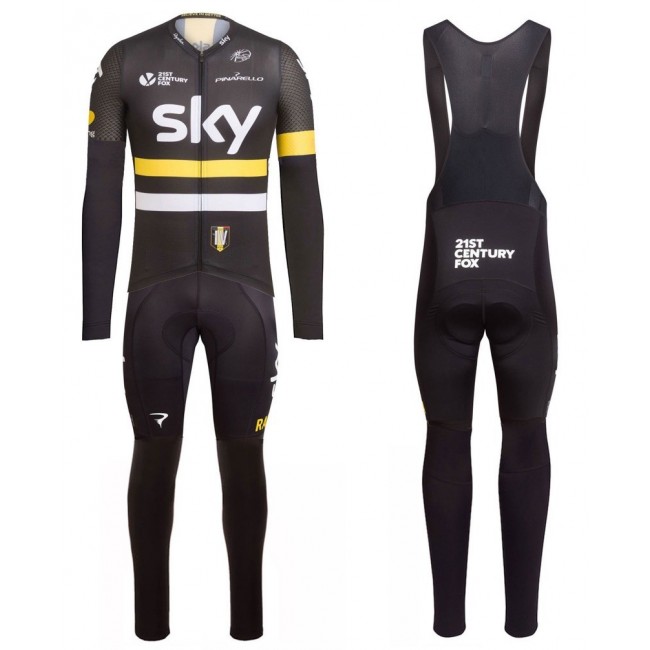 2016 Team Sky IV Schwarz-Gelb Fahrradbekleidung Satz Radtrikot Langarm+Lang Trägerhose Radtrikot Kaufen